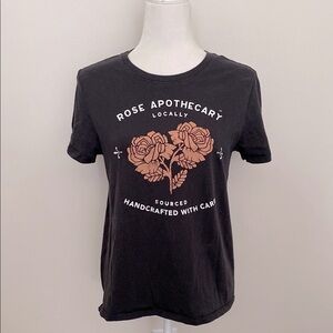 Schitts creek rose apothecary Black Graphic T-Shirt with Rose Design